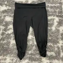 Gap Fit Charcoal Gray Foldover Side Ruched Crop Leggings XL