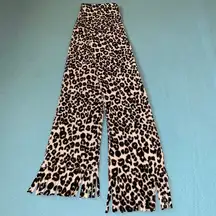 MERONA Leopard print warm soft fleece feeling scarf with tassels NEW size OS