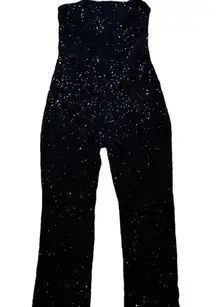 Black Sequin Strapless Wide Leg Jumpsuit - Wild Fable Disco 70's Strapless Retro