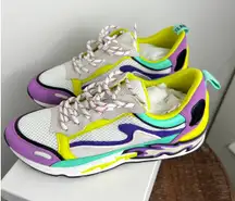 NWT Sandro Flame Parma Women Size 40 Purple Yellow Mint Flame Chunky Sneakers
