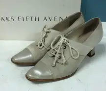 Vintage Saks Fifth Avenue Dennie cream‎ lace up heels women’s size 7.5