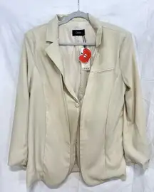 Cider NWT  Dirty Chai Layered Single Breasted Oversized Blazer  Cream Women's S