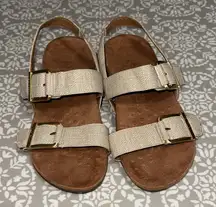 VIONIC Beige Sandals with Gold Buckles