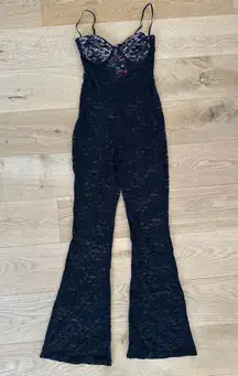 Edikted - Cynthia Lace Cup Sheer Jumpsuit in Black