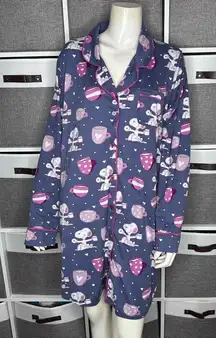 Munki Munki Snoopy Coffee & Hearts Sleep Shirt Size Large