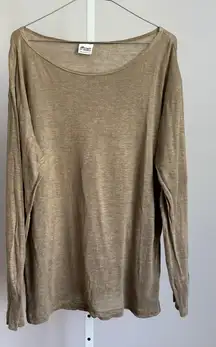 CP Shades San Francisco Beige Linen Long Sleeve Top Blouse‎ Size M Luxury Resort