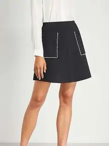 Woman's NWOT Black Pearl Rhinestone Knit Skirt Pull on Elastic waist One Size