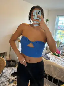 Blue Cutout Tube Top