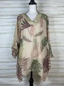 Indigo Soul Natural Feather Palm Leaf Handkerchief Hem Tunic