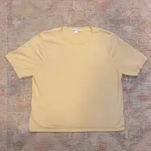 Pendleton Short Sleeve Silk Blend Sweater Top in Creamy Tan