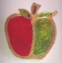 Red and Green Enamel Apple Brooch
