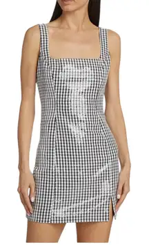 NWT Wayf Houndstooth Sequin Minidress Black and White Size S