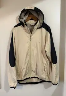Womens Vintage 00’s Nike Wind Breaker Jacket Beige And Black Size XL Hooded