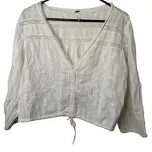 Free People Follow Your Heart Ivory Cottagecore Prairie Dainty Top NWOT