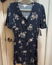 NWT Abound‎ Floral Button-Up Dress | Ruched & Ruffle Sleeves | Size S