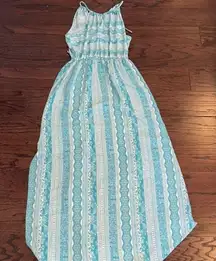 SOPRANO NORDSTROM Women’s Turquoise & White Boho Print Halter Maxi Dress Size M