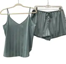 Danskin Blue Silky Stripe Tabk Top Short Pajama Sleep Set Size XL