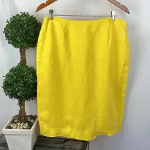 JH Collectibles 100% Linen Knee Length Yellow Skirt 16