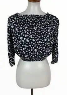 Brandy Melville 3/4 Sleeve Crop Top Off Shoulder Y2K Trendy Soft Girl Aesthetic