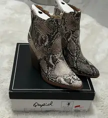 Qupid Slay Snake Print Heeled Boots