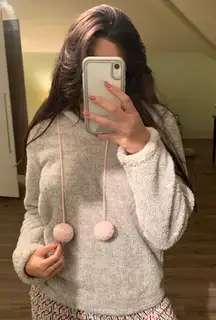 Light Gray and Baby Pink Fuzzy Sweatshirt