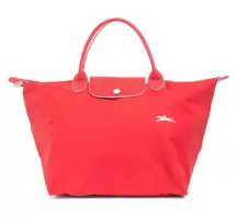 Longchamp Le Pliage Club Medium Top Handle Nylon Tote VERMILLION Red New