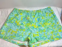 Vintage 60s/70s era Lilly Pulitzer Green and Yellow Floral Athletic Shorts