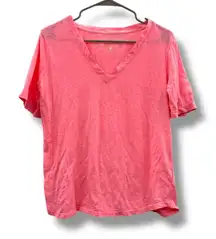 Lilly‎ Pulitzer V-Neck Pink Tee Shirt Women’s Large Casual Summer Lightweight