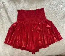 Queen of Sparkles Red Metallic shorts 