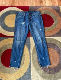 Urban Outfitters BDG Slim Boyfriend Low Rise Jeans Distressed Frayed Size 25