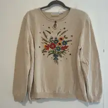 Alfred Dunner Women’s Pullover Sweater Embroidered & Sequins Shoulder Pads ZZ17