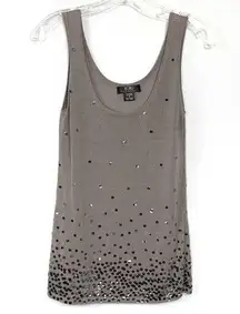 BCBGMaxazria Grey Sequined Tank Top Size M