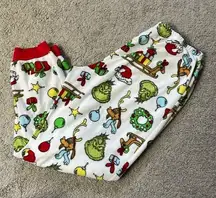 The Grinch White & Green Novelty Print Fuzzy Pajama Pants | Size Womens Large