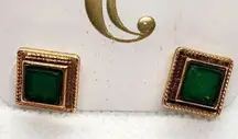 NWT Charming Charlie Gold & Green Earrings