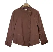 Sundance Women Asymmetrical Zip Fringe Brown Sz 14 Stretch Cotton‎ Boho Western