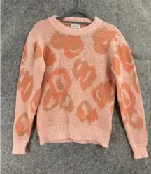 Bianco & Blu Italy Pink Leopard Print Sweater Medium Fuzzy Soft Made‎ in Italy