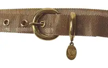 Vintage Gold Tone Mesh Chain Belt Womens Disco Retro Metal Belt JNY Slinky 90s