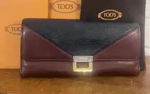 Vintage TOD'S Italian Designer Colorblock Leather Wallet