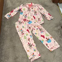 Nick & Nora Pink Monkey Christmas Flannel Pajama Set SIZE XS