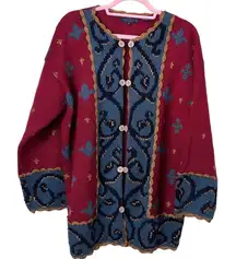 Carole Little Knitwear Double Button Wool Mix Cardigan Size Medium