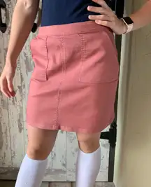 pink stretchy Denim skirt