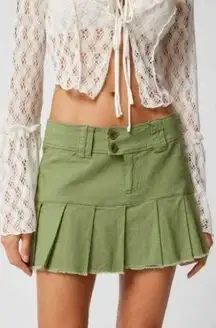 Urban Outfitters Raven Linen Pleated Mini Skirt in Green S