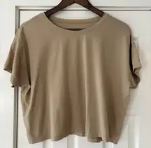 Lululemon Cates Tan Cropped Pima Cotton Top Est. Size 12 EUC