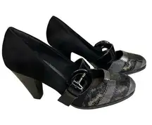 BKE Black Patent Leather Patchwork Buckle 3.5 Inch Heels Women’s Shoes Size 8.5