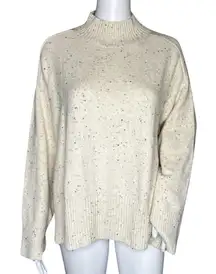 Loft Sweater Womens XS Cream‎ Multicolor Specks Mock Neck Office Casual Preppy