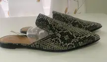 Snakeskin Black & White Mules Slides Size 6 NWT