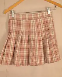 Women's O. Vianca Pink Plaid Pleated Mini Skirt S