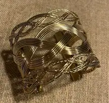 Gold Tone Woven Design Fashion Bracelet Cuff New No Tags Boho Glam Chic