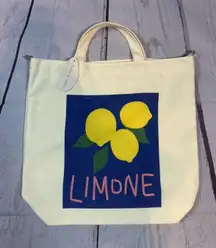 NWT Stone & Stitch Canvas Limone Tote Bag Zip Top
