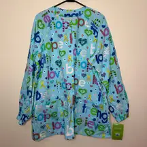 Bio Childhood Cancer Scrub Top in Light Blue Size Large NWT Love Hope Strength